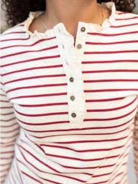 J. Crew, pink and white Henley. Size L. Worn once!